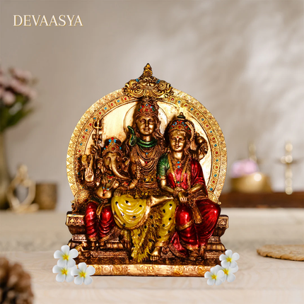Antique Finish Shiv Parivar Idol – 8 Inch | Handcrafted for Pooja & Home Decor