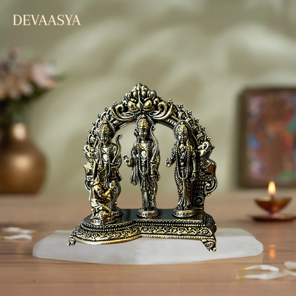 “Handcrafted Pure Brass Ram Darbar Idol Set – 3 Inch | Traditional Idol for Pooja & Home Decor”
