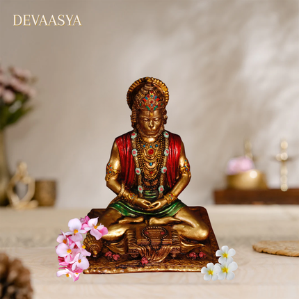Antique Finish Meditating Hanuman Ji Idol  | Handcrafted for Pooja & Home Decor