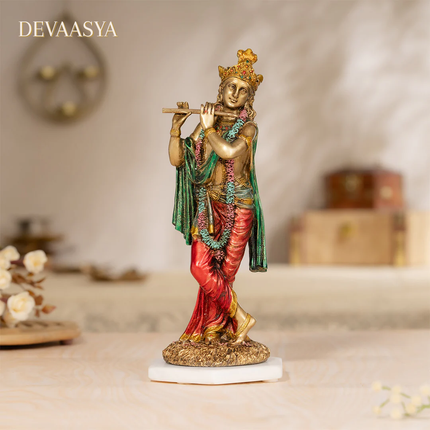 Antique Finish Lord Krishna Idol – 10 Inch | Handcrafted for Pooja & Home Decor