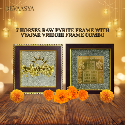 💰🐎 “Vyapaar Vridhi & 7 Horses on Raw Pyrite Frame” Combo – Ultimate Prosperity & Business Growth Set