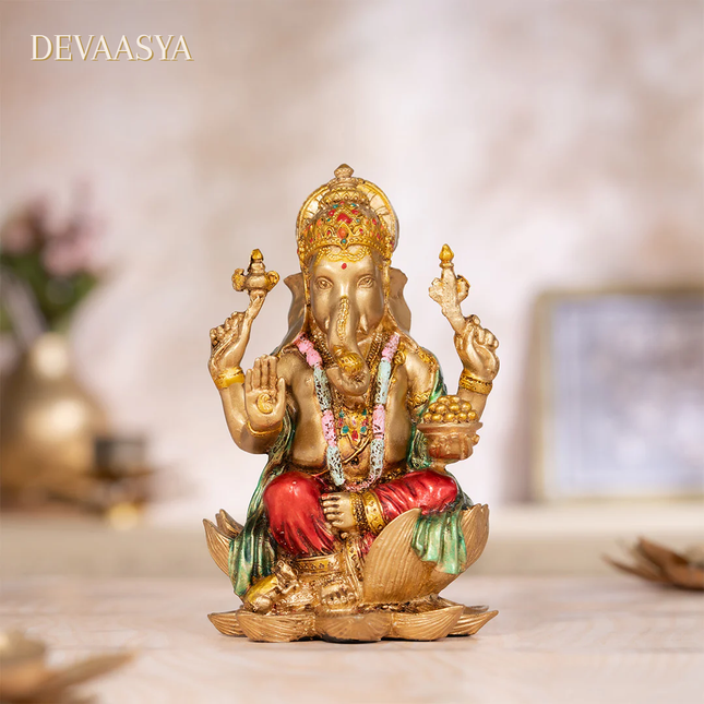 Antique Finish Lord Ganesha Idol – 4 Inch | Handcrafted for Pooja & Home Decor