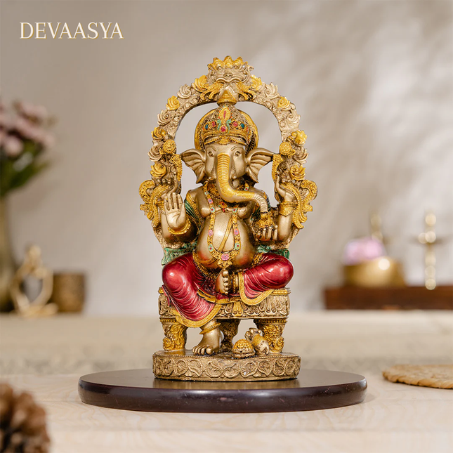 Antique Rustic Lord Ganesha Idol – 8 Inch | Handcrafted for Pooja & Home Decor