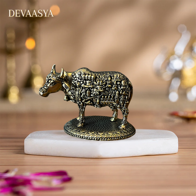 Pure Brass Kamdhenu Cow Idol – 2.5 Inch | Symbol of Prosperity & Vastu