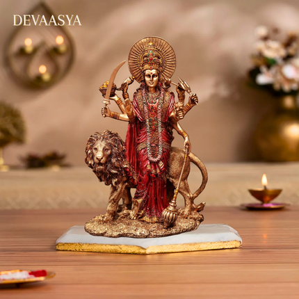 Durga Mata Idol with Lion Vahana | Handcrafted for Strength & Prosperity