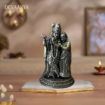 Handmade Brass Radha Krishna Murti – 3 Inch | Divine Idol for Pooja & Home Decor