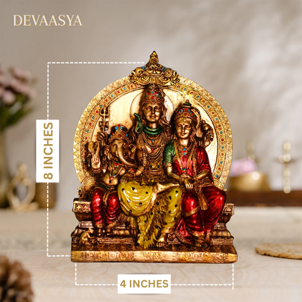 Antique Finish Shiv Parivar Idol – 8 Inch | Handcrafted for Pooja & Home Decor