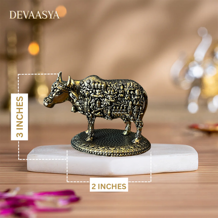 Pure Brass Kamdhenu Cow Idol – 2.5 Inch | Symbol of Prosperity & Vastu