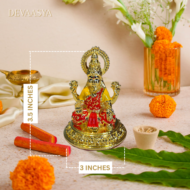 Goddess Lakshmi Idol – 24K Gold Plated | With Red Dhoti & Yellow Blouse
