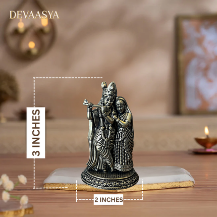 Handmade Brass Radha Krishna Murti – 3 Inch | Divine Idol for Pooja & Home Decor