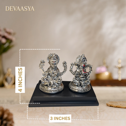 Silver Plated Lakshmi Ganesh Idol Set | Handcrafted Idols for Pooja & Diwali