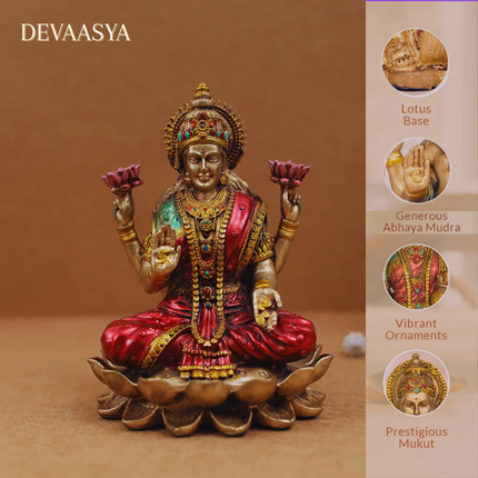 Antique Finish Lakshmi Ji & Durga Ji Idol Combo with 24K Gold Plated Lakshmi Charan Paduka – Power, Prosperity & Protection