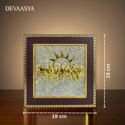 🐎 7 Horses on Raw Pyrite Frame – Symbol of Success, Speed & Prosperity