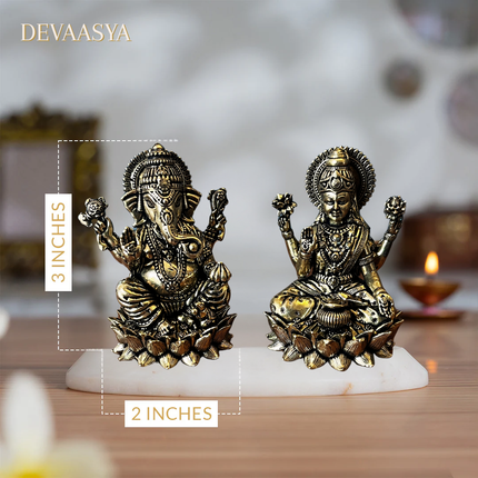 Handcrafted Brass Ganesh Laxmi Idol Set – 3 Inch (each) | Auspicious Deities for Pooja