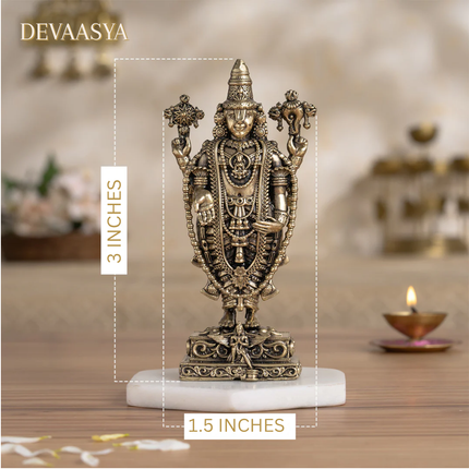 Pure Brass Tirupati Balaji Idol – 3 Inch | Handcrafted Statue for Pooja & Home Decor