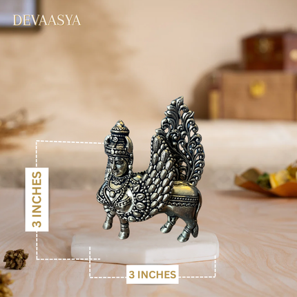 Handmade Brass Kartikeya Murti on Kamdhenu Cow – 2.5 Inch
