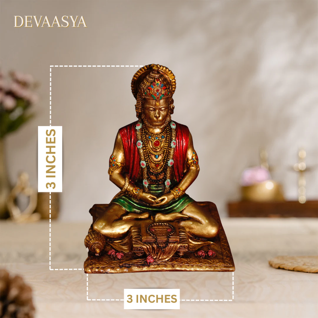 Antique Finish Meditating Hanuman Ji Idol  | Handcrafted for Pooja & Home Decor