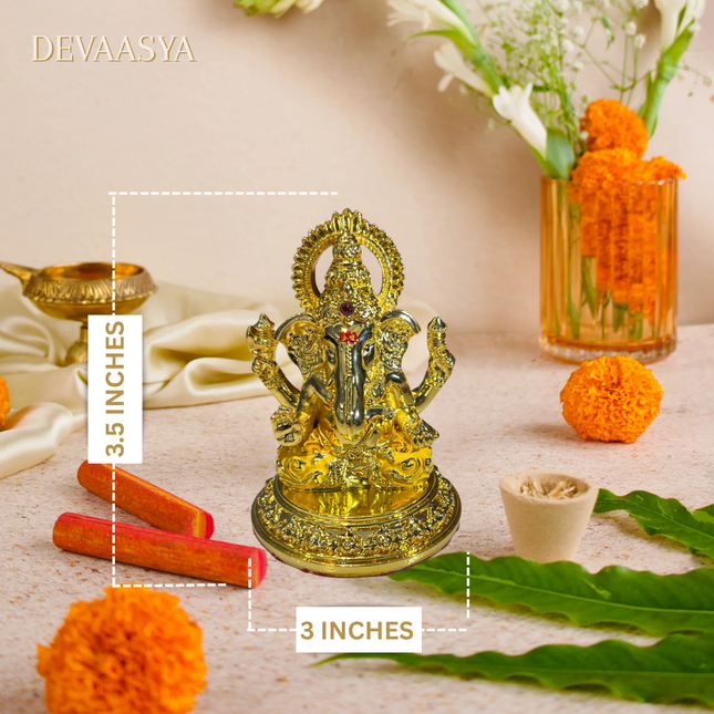 Gold-Plated Lakshmi Ganesh Ji Pair Idol (4 Inch) – Prosperity & Auspicious Vastu Decor for Home & Office