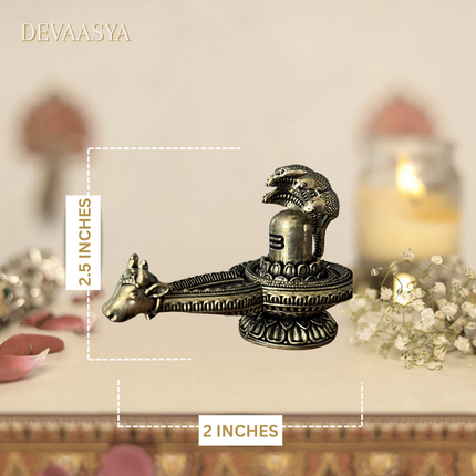 “Handcrafted Brass Shivling Idol with Nandi & Naag – 2.5 Inch