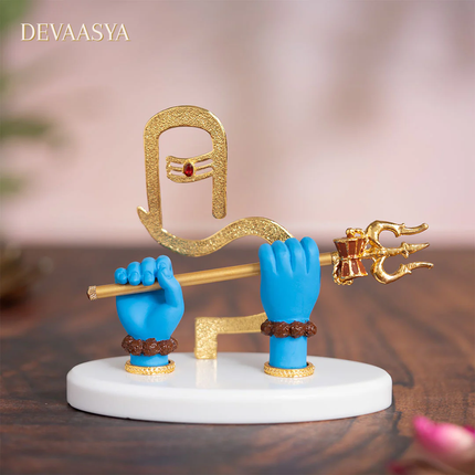 Gold-Plated Lord Shivaji Hand Idol – 5 Inch  | Auspicious Idol for Pooja & Blessings