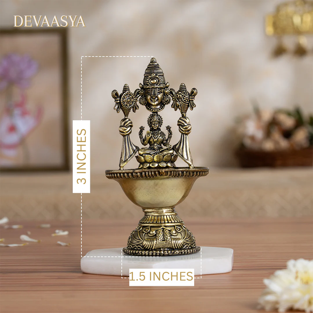 Handcrafted Pure Brass Lakshmi Ji Diya – 3 Inch | Traditional Oil Lamp for Pooja & Festivals