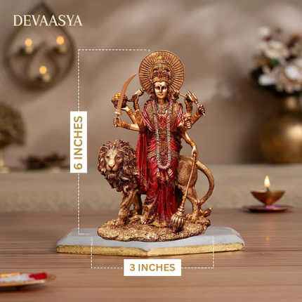 Durga Mata Idol with Lion Vahana | Handcrafted for Strength & Prosperity