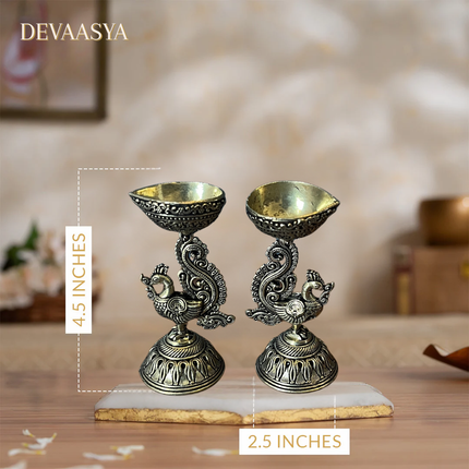 Antique Brass Diya Set – Pack of 2 | Traditional Oil Lamps for Pooja & Festivals