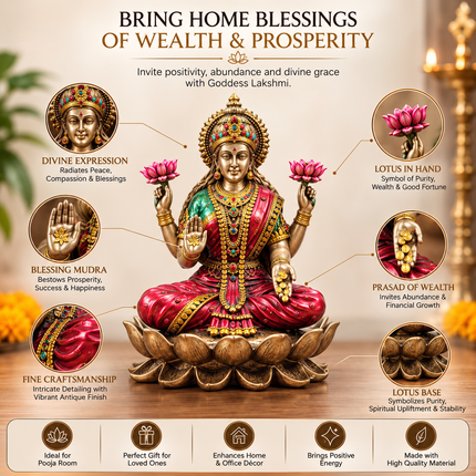 Goddess Lakshmi Sitting Idol – 4 Inch | Marble Finish Statue for Wealth & Prosperity