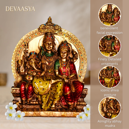 Antique Finish Shiv Parivar Idol – 8 Inch | Handcrafted for Pooja & Home Decor