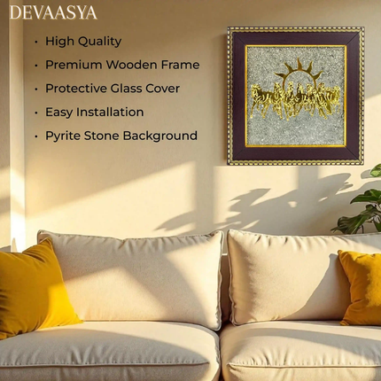 🐎 7 Horses on Raw Pyrite Frame – Symbol of Success, Speed & Prosperity