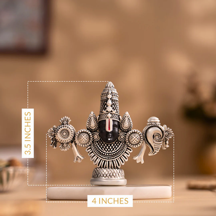 Premium Silver-Plated Balaji Idol with Gold-Plated Charan Paduka & Namam Set | Prosperity & Vastu Blessing Combo