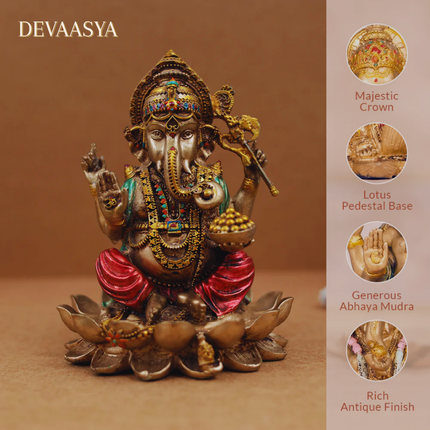 Antique Finish Ganesh, Lakshmi & Hanuman Ji Idol Combo (4 Inch) – Vastu Trio for Prosperity, Wisdom & Protection