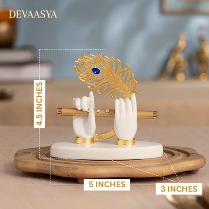 Gold-Plated Flute Krishna Idol (3.5 Inch) with Gold-Plated Shiva Hand (5 Inch) – Divine Blessings & Vastu Combo