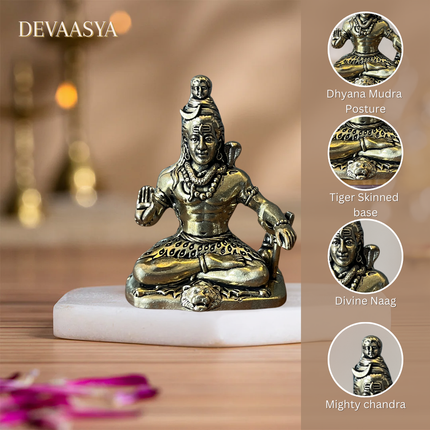Handmade Pure Brass Mahadev Idol – 4 Inch | Lord Shiva for Pooja