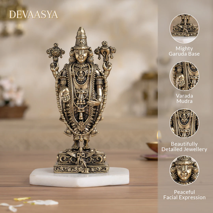 Pure Brass Tirupati Balaji Idol – 3 Inch | Handcrafted Statue for Pooja & Home Decor
