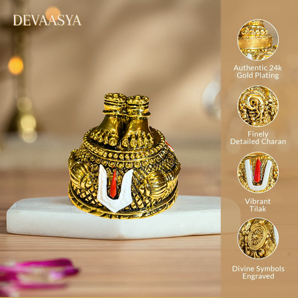 Gold Plated Hanuman Ji Charan Paduka  | Auspicious Symbol of Strength & Protection