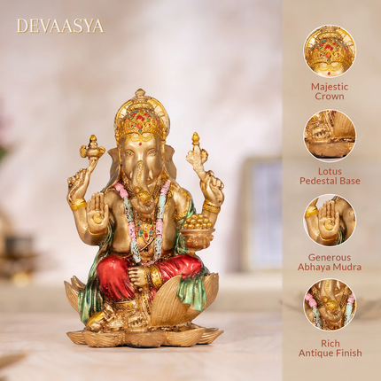 Antique Finish Lord Ganesha Idol – 4 Inch | Handcrafted for Pooja & Home Decor