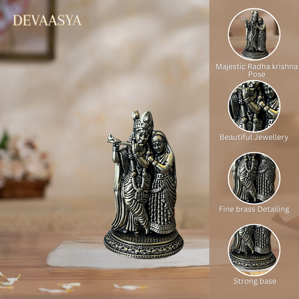 Handmade Brass Radha Krishna Murti – 3 Inch | Divine Idol for Pooja & Home Decor