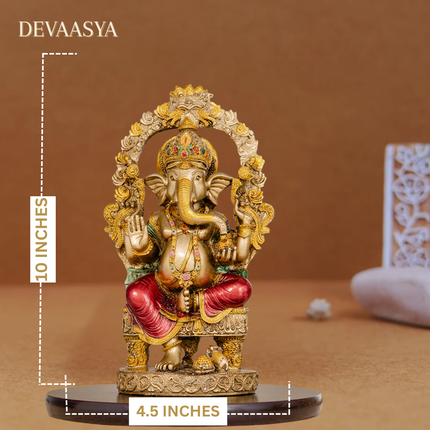 Antique Finish Ganesh Ji & Lakshmi Ji Idol (10 Inch) with 24K Gold Plated Lakshmi Charan Paduka – Divine Prosperity Combo