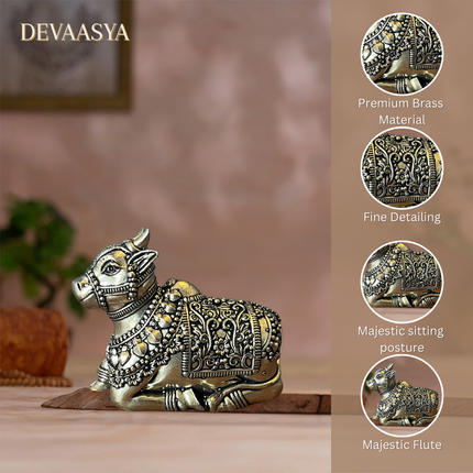 Handcrafted Brass Nandi Idol – 3 Inch | Sacred Nandi Statue for Pooja