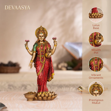 Antique Finish Goddess Lakshmi Idol – 10 Inch | Handcrafted Idol for Wealth & Prosperity