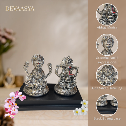 Silver Plated Lakshmi Ganesh Idol Set | Handcrafted Idols for Pooja & Diwali
