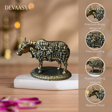 Pure Brass Kamdhenu Cow Idol – 2.5 Inch | Symbol of Prosperity & Vastu