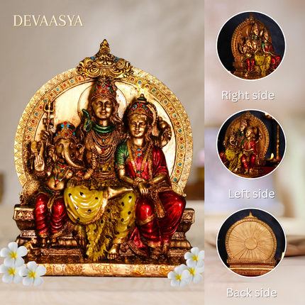 Antique Finish Shiv Parivar Idol – 8 Inch | Handcrafted for Pooja & Home Decor