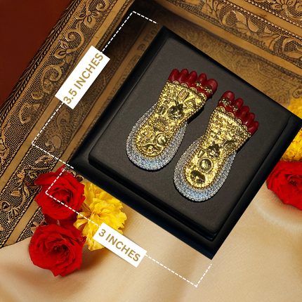 Antique Finish Ganesh Ji & Lakshmi Ji Idol (10 Inch) with 24K Gold Plated Lakshmi Charan Paduka – Divine Prosperity Combo