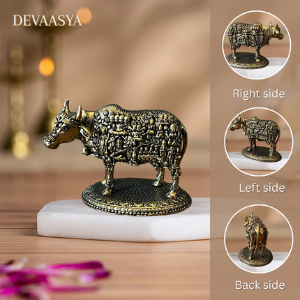 Pure Brass Kamdhenu Cow Idol – 2.5 Inch | Symbol of Prosperity & Vastu