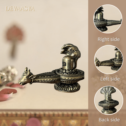 “Handcrafted Brass Shivling Idol with Nandi & Naag – 2.5 Inch