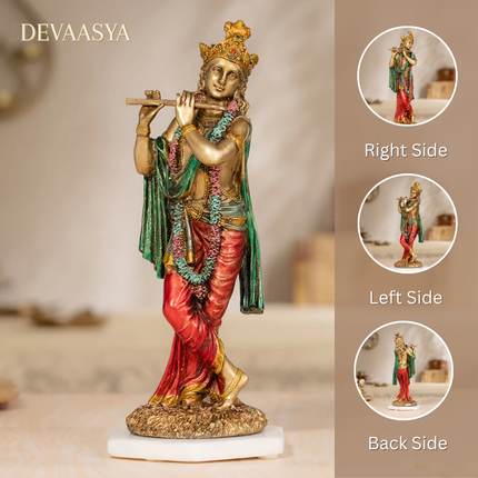 Antique Finish Lord Krishna Idol – 10 Inch | Handcrafted for Pooja & Home Decor