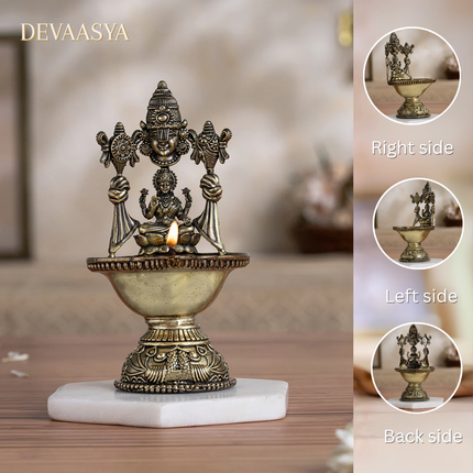 Handcrafted Pure Brass Lakshmi Ji Diya – 3 Inch | Traditional Oil Lamp for Pooja & Festivals