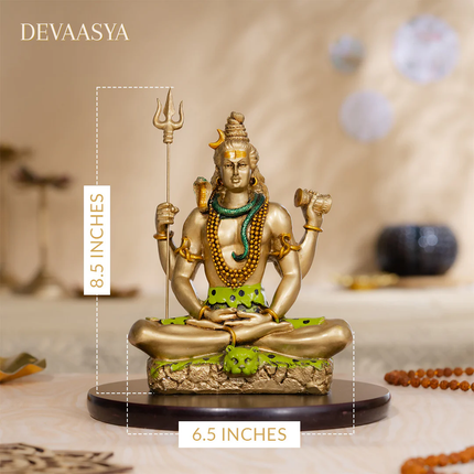 Gold-Plated Shiva Hand (5 Inch) with Lord Shiva Dhyan Mudra Idol (6 Inch) – Divine Vastu Combo